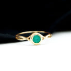 Rosec Jewels-5 MM Round Cut Solitaire Emerald Ring in Bezel Setting with Crossover Shank