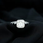 Rosec Jewels-7 MM Asscher Cut Moissanite Solitaire Ring in Bezel Setting with Sleek Accent