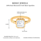 Rosec Jewels-7 MM Asscher Cut Moissanite Solitaire Ring in Bezel Setting with Sleek Accent