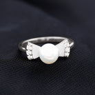 Rosec Jewels-2.50 CT Freshwater Pearl Solitaire Bow Ring with Diamond