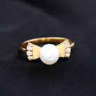 Rosec Jewels-2.50 CT Freshwater Pearl Solitaire Bow Ring with Diamond