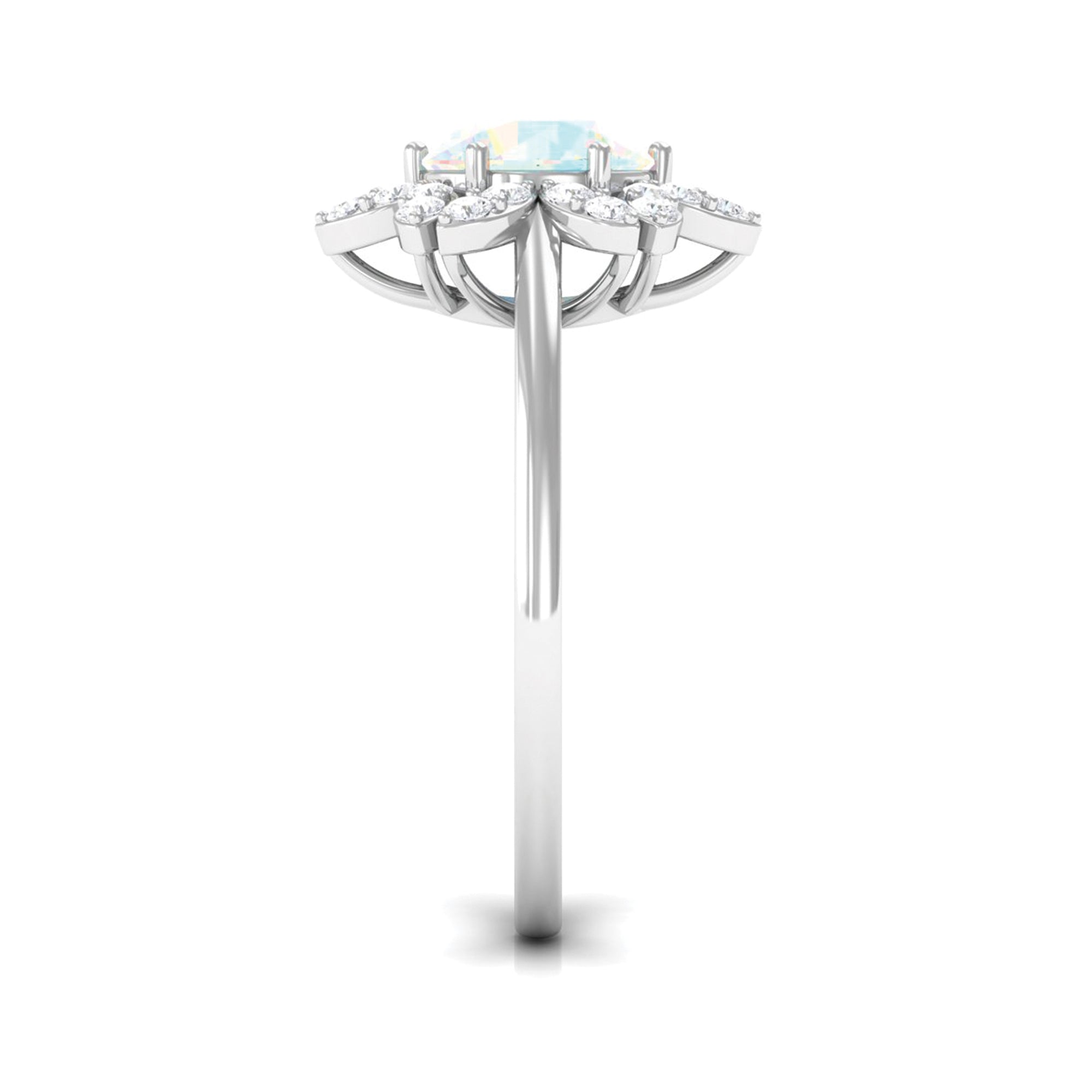 Rosec Jewels-Natural Ethiopian Opal and Diamond Flower Halo Ring