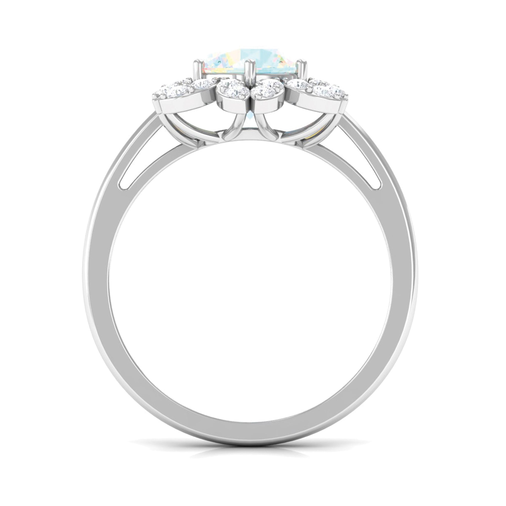 Rosec Jewels-Natural Ethiopian Opal and Diamond Flower Halo Ring