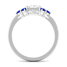 Rosec Jewels-Moissanite Princess Cut Engagement Ring With Lab Grown Blue Sapphire Side Stone