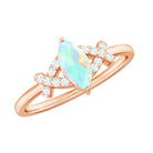 Rosec Jewels-3/4 CT Marquise Cut Ethiopian Opal and Diamond Minimal Ring