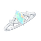 Rosec Jewels-3/4 CT Marquise Cut Ethiopian Opal and Diamond Minimal Ring