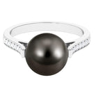 Rosec Jewels-Real Tahitian Pearl Solitaire Engagement Ring with Diamond