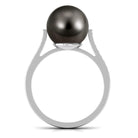 Rosec Jewels-Real Tahitian Pearl Solitaire Engagement Ring with Diamond