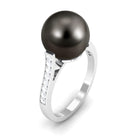 Rosec Jewels-Real Tahitian Pearl Solitaire Engagement Ring with Diamond