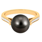 Rosec Jewels-Real Tahitian Pearl Solitaire Engagement Ring with Diamond