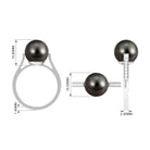 Rosec Jewels-Real Tahitian Pearl Solitaire Engagement Ring with Diamond