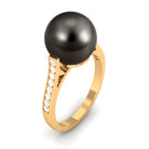 Rosec Jewels-Real Tahitian Pearl Solitaire Engagement Ring with Diamond