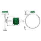 Rosec Jewels-Lab Grown Emerald Octagon Statement Engagement Ring with Diamond Halo