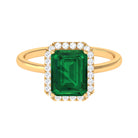 Rosec Jewels-Lab Grown Emerald Octagon Statement Engagement Ring with Diamond Halo