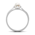 Rosec Jewels-Elegant Bead Set Freshwater Pearl Solitaire Promise Ring with Diamond