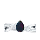 Rosec Jewels-Pear Cut Solitaire Black Opal and Diamond Infinity Engagement Ring