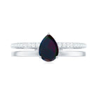 Rosec Jewels-Pear Cut Black Opal and Diamond Double Band Engagement Ring