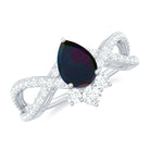 Rosec Jewels-Designer Black Opal Teardrop Crossover Ring with Diamond