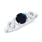 Rosec Jewels-Round Black Opal Criss Cross Promise Ring with Diamond