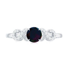 Rosec Jewels-Round Black Opal Criss Cross Promise Ring with Diamond