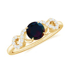 Rosec Jewels-Round Black Opal Criss Cross Promise Ring with Diamond