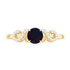 Rosec Jewels-Round Black Opal Criss Cross Promise Ring with Diamond