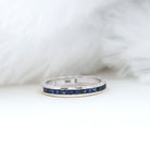 Rosec Jewels-1/2 CT Channel Set Blue Sapphire Half Eternity Ring for Women