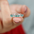 Rosec Jewels-1 CT Emerald Eternity Ring in Pin Point Setting for Women