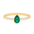 Rosec Jewels-Pear Cut Emerald Solitaire Ring with Diamond