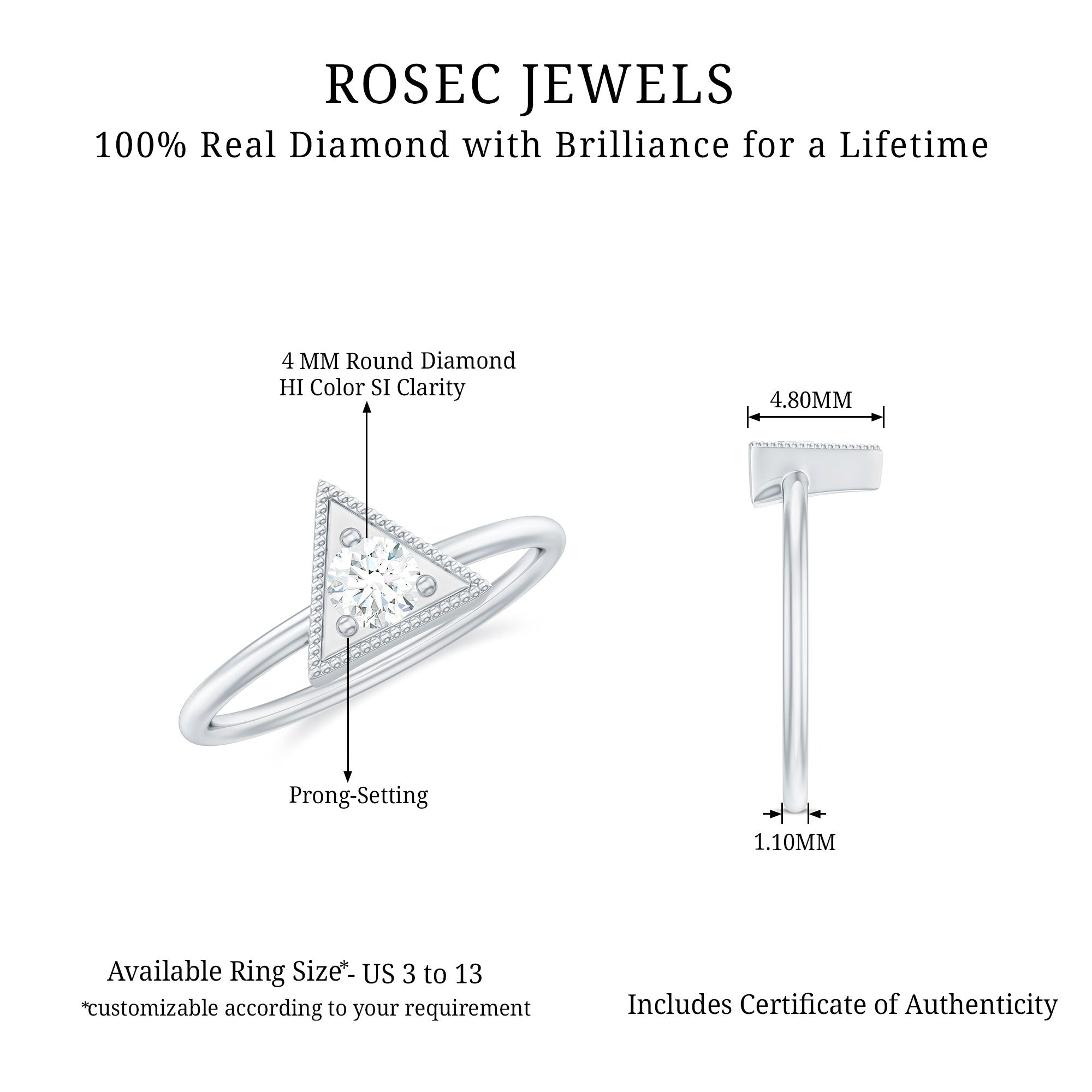 Rosec Jewels-Natural Diamond Dainty Triangle Promise Ring