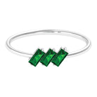 Rosec Jewels-1/2 CT Baguette Cut 2 Prong Set Emerald Three Stone Ring