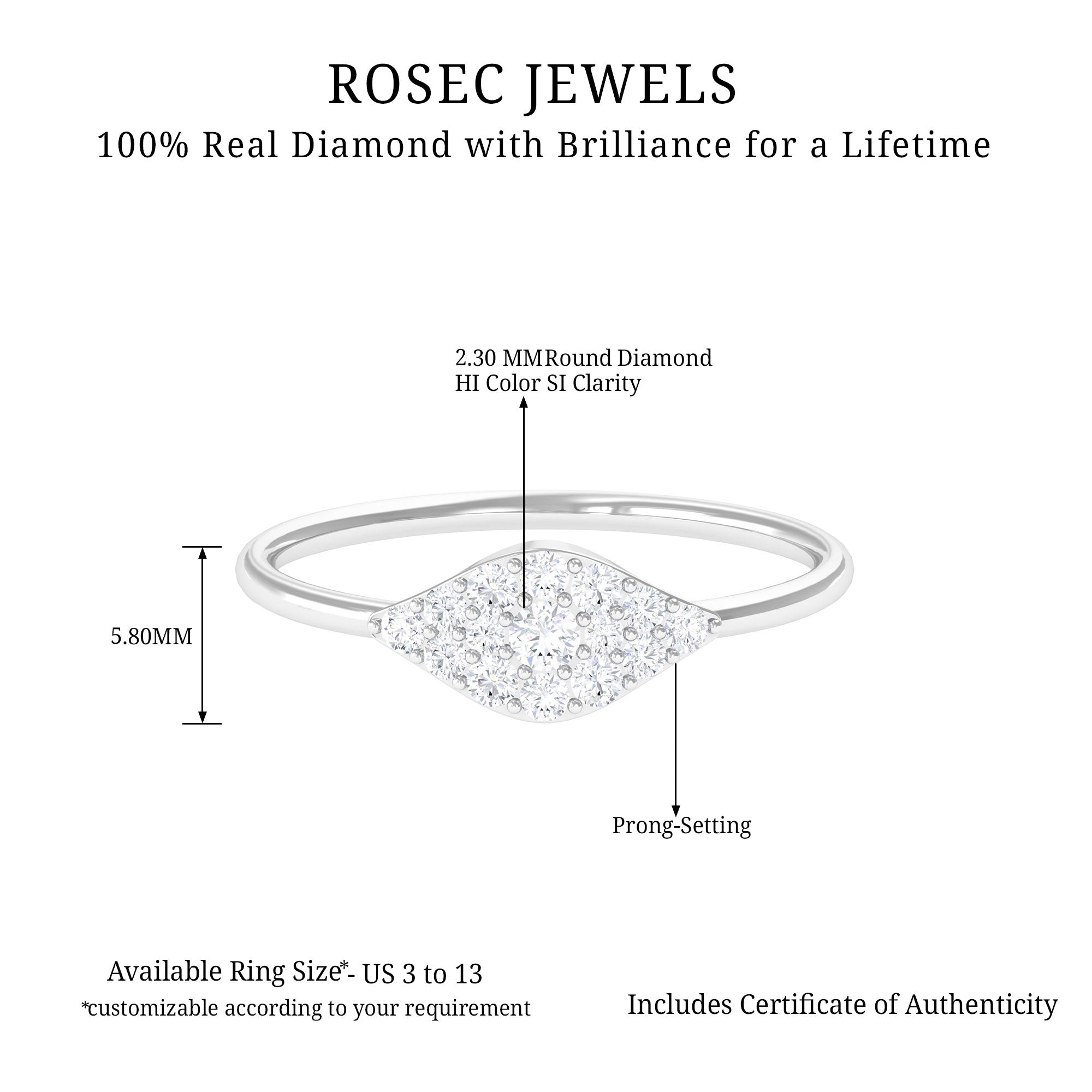 Rosec Jewels-Certified Diamond Minimal Cluster Ring in Illusion Setting