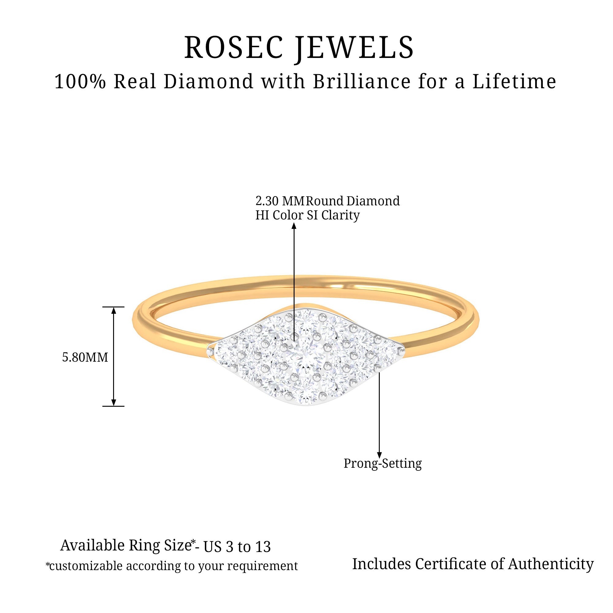 Rosec Jewels-Certified Diamond Minimal Cluster Ring in Illusion Setting