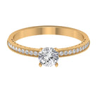 Rosec Jewels-0.75 CT Zircon Gold Beaded Solitaire Promise Ring