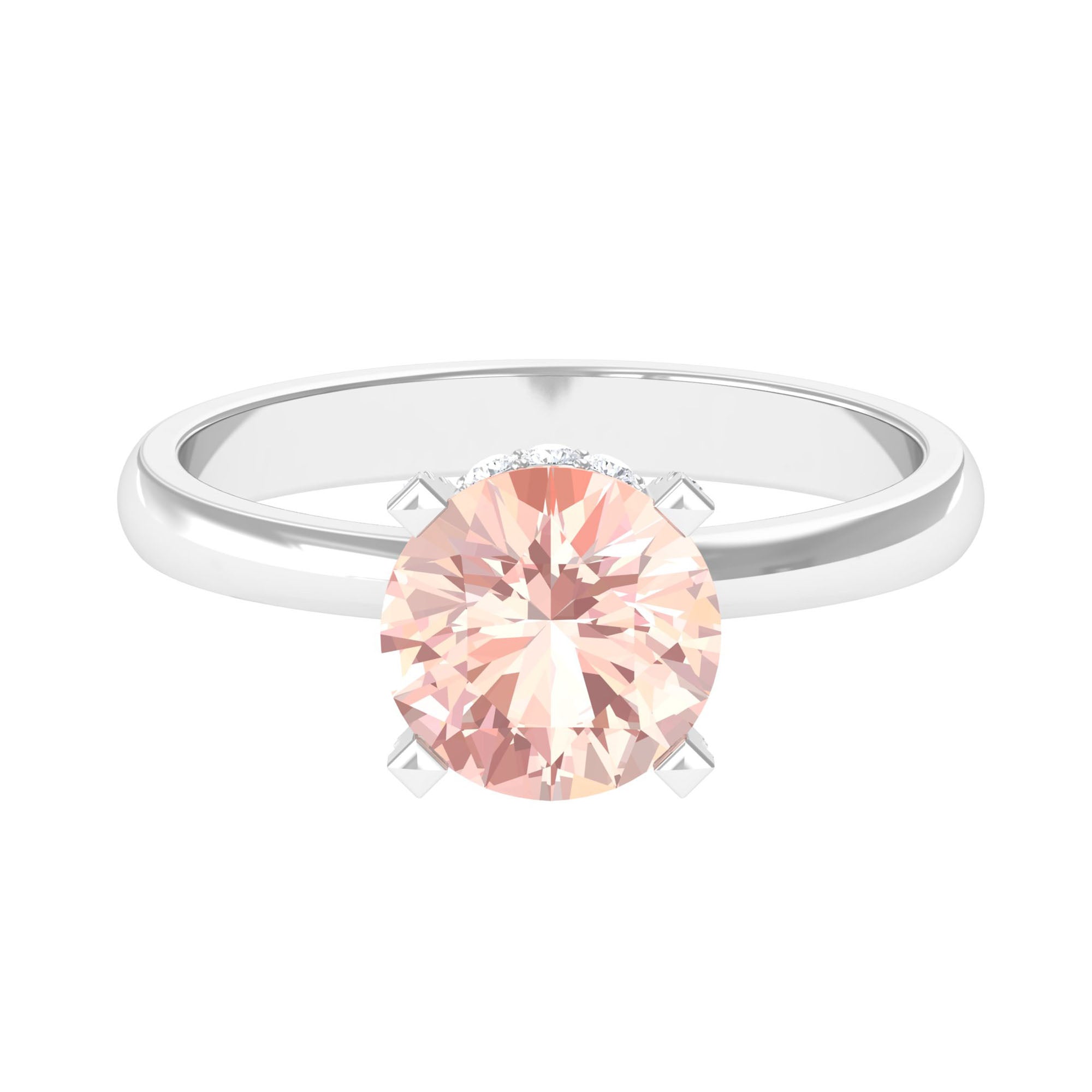 Rosec Jewels-Morganite Solitaire Engagement Ring with Diamond