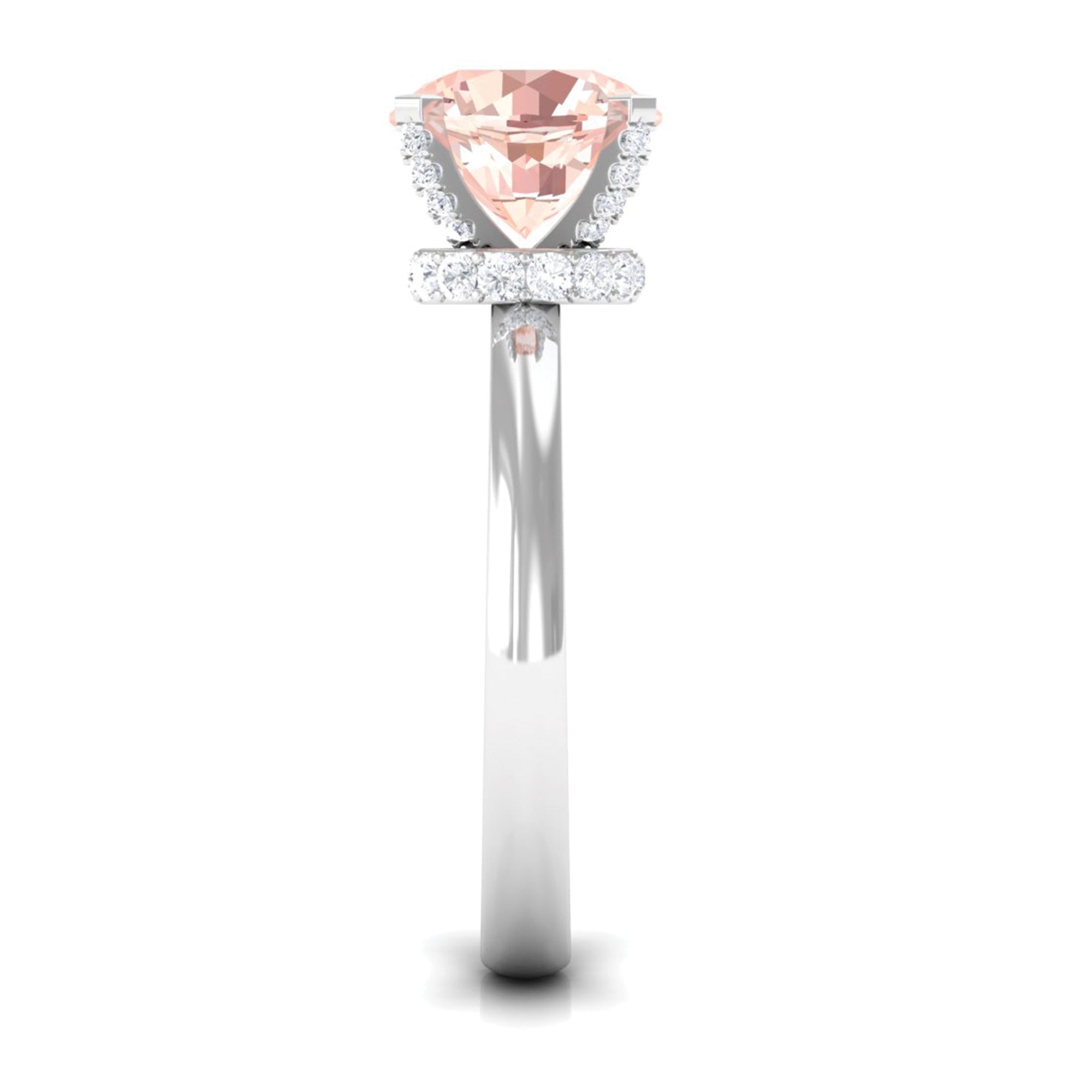 Rosec Jewels-Morganite Solitaire Engagement Ring with Diamond