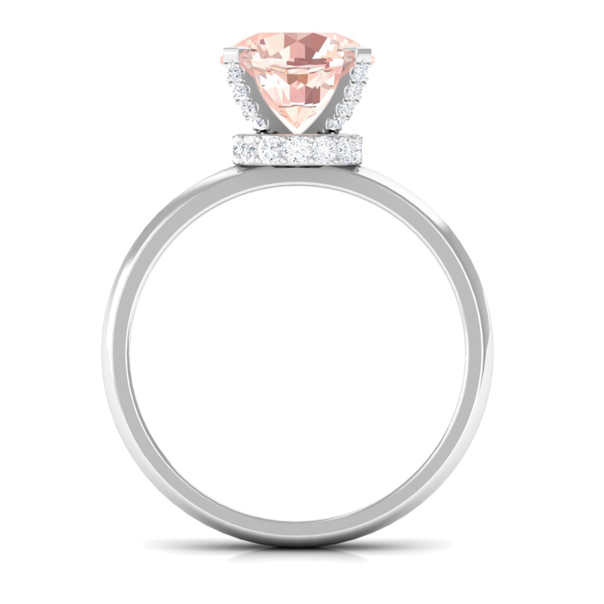 Rosec Jewels-Morganite Solitaire Engagement Ring with Diamond