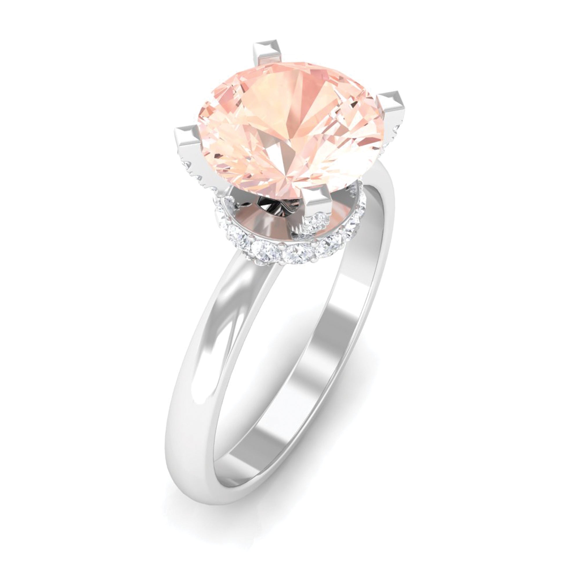 Rosec Jewels-Morganite Solitaire Engagement Ring with Diamond