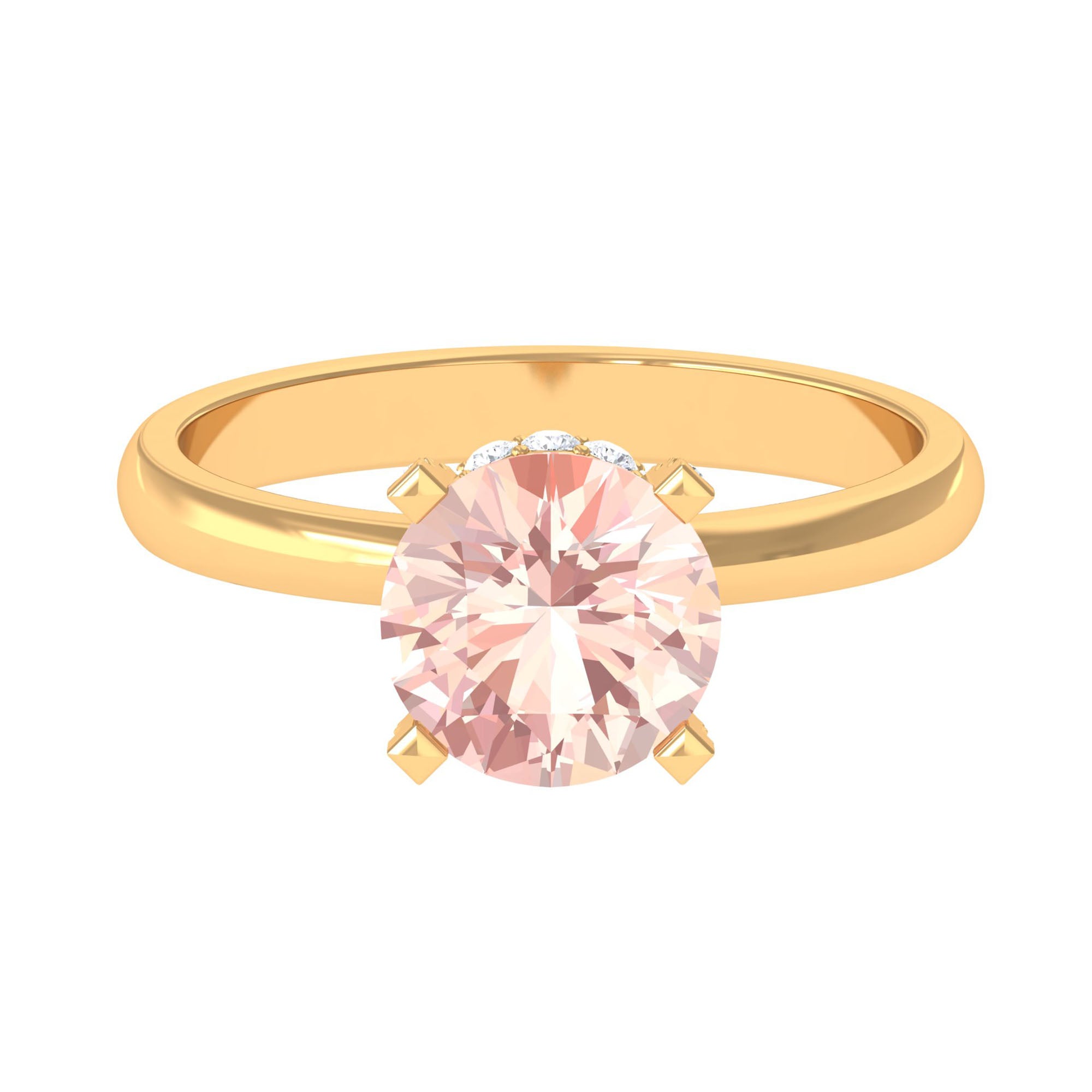 Rosec Jewels-Morganite Solitaire Engagement Ring with Diamond