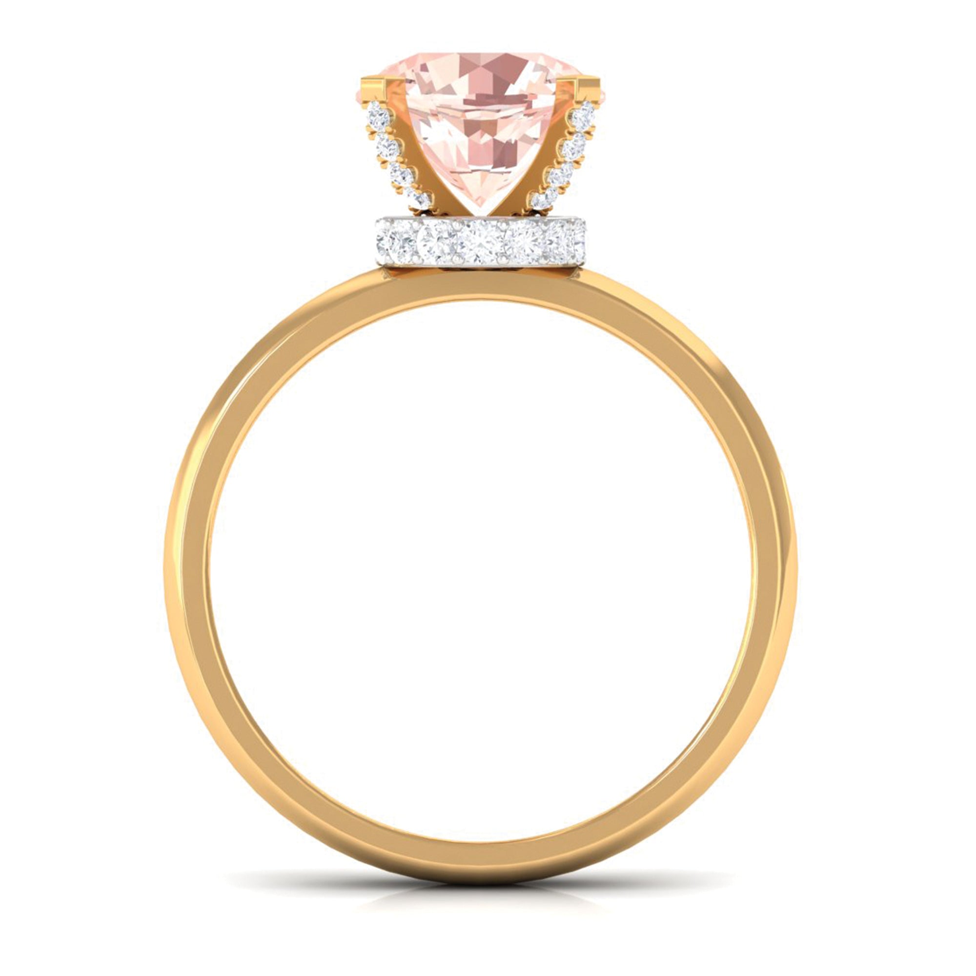 Rosec Jewels-Morganite Solitaire Engagement Ring with Diamond