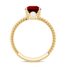 Rosec Jewels-Pear Cut Created Ruby Solitaire Ring with Hidden Moissanite