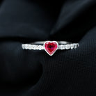 Rosec Jewels-1 CT Heart Shape Created Ruby Solitaire Engagement Ring with Diamond