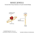 Rosec Jewels-1 CT Heart Shape Created Ruby Solitaire Engagement Ring with Diamond