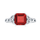 Rosec Jewels-8 MM Asscher Cut Lab Grown Ruby Solitaire Celtic Ring