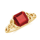 Rosec Jewels-8 MM Asscher Cut Lab Grown Ruby Solitaire Celtic Ring