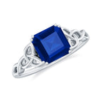 Rosec Jewels-Lab Grown Blue Sapphire Solitaire Ring with Celtic Knot