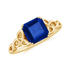 Rosec Jewels-Lab Grown Blue Sapphire Solitaire Ring with Celtic Knot