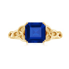 Rosec Jewels-Lab Grown Blue Sapphire Solitaire Ring with Celtic Knot