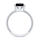 Rosec Jewels-Solitaire Ring with Cushion Cut Created Black Diamond and Surprise Diamond