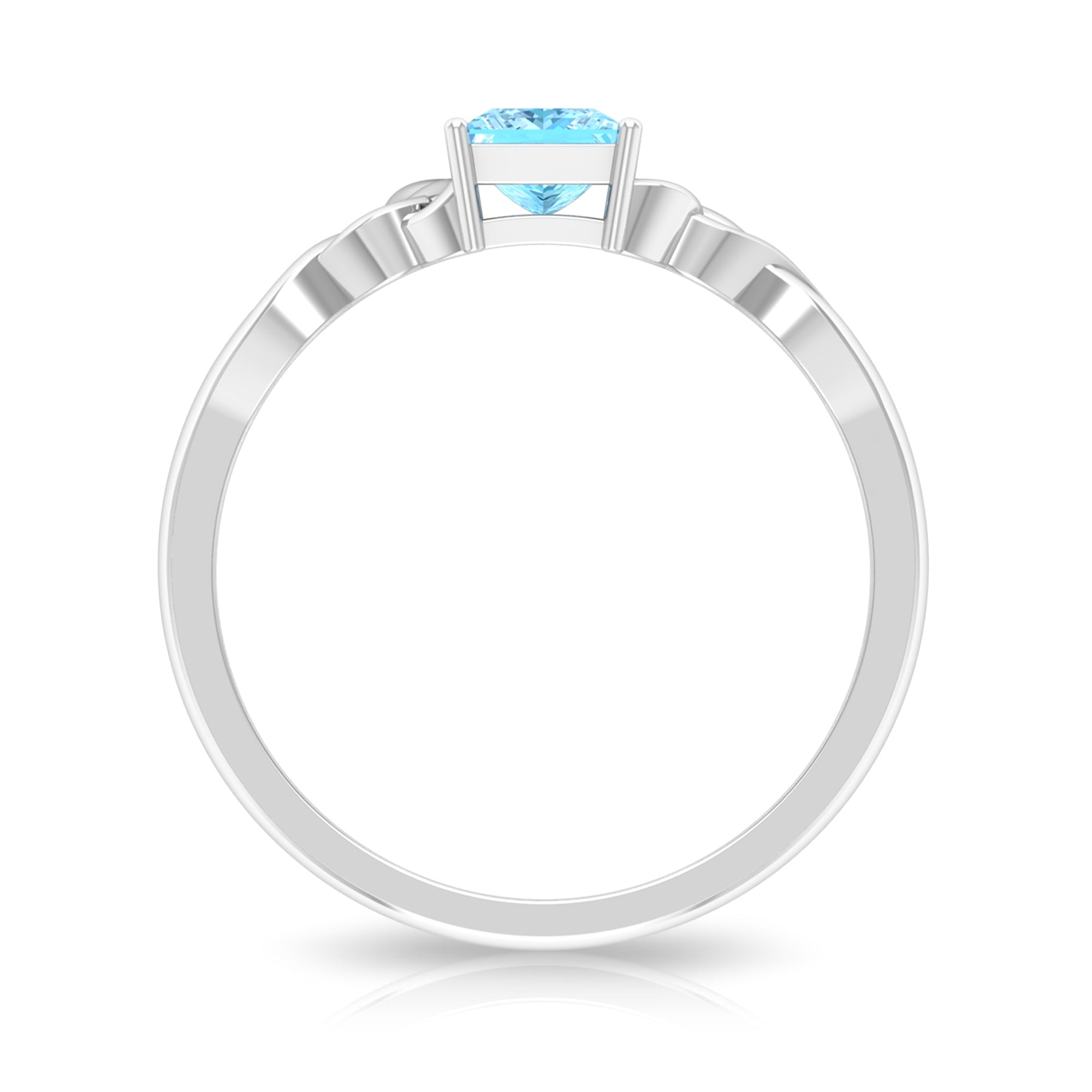 Rosec Jewels-Princess Cut Aquamarine Solitaire Ring with Celtic Details